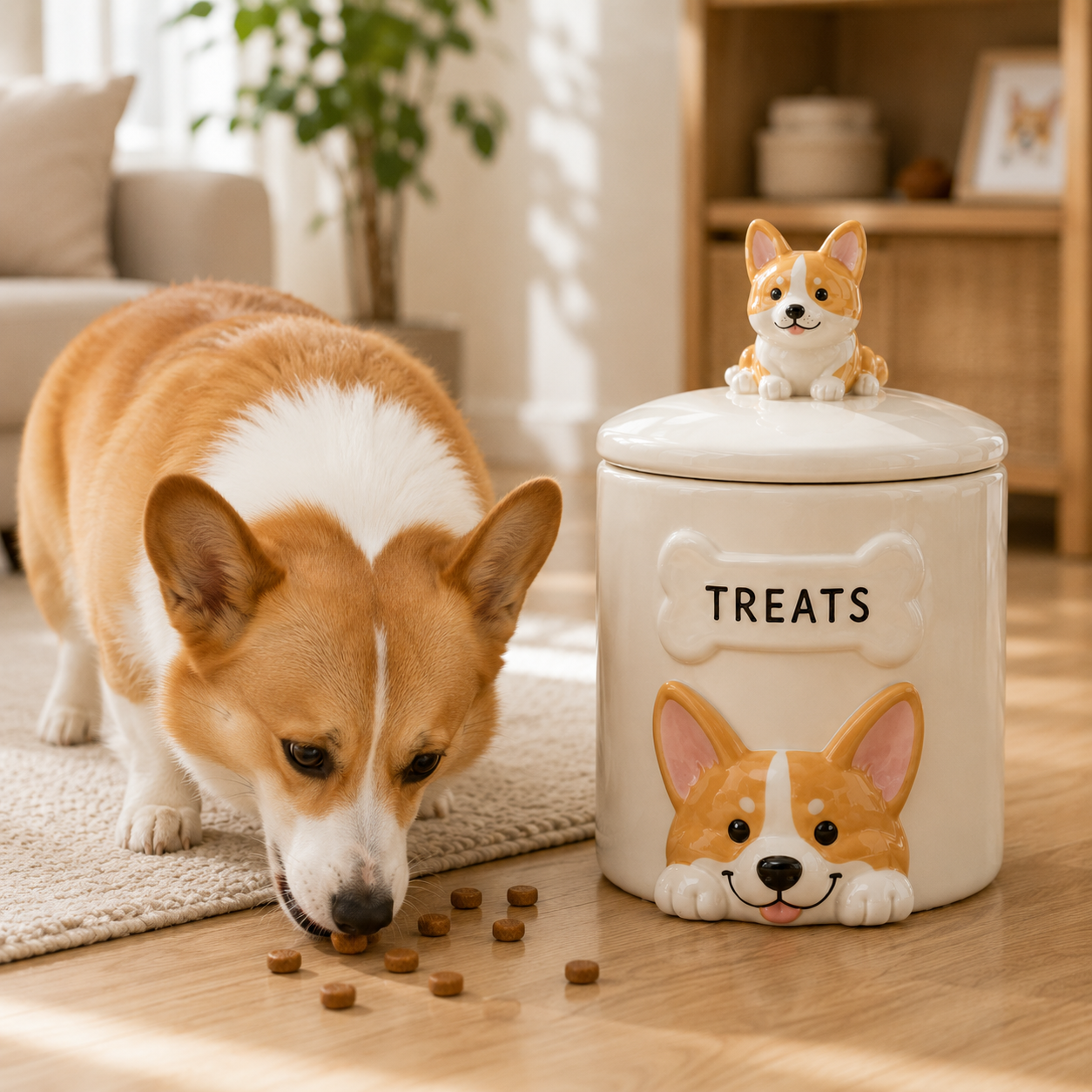 3D Corgi Ceramic Dog Treat Jar