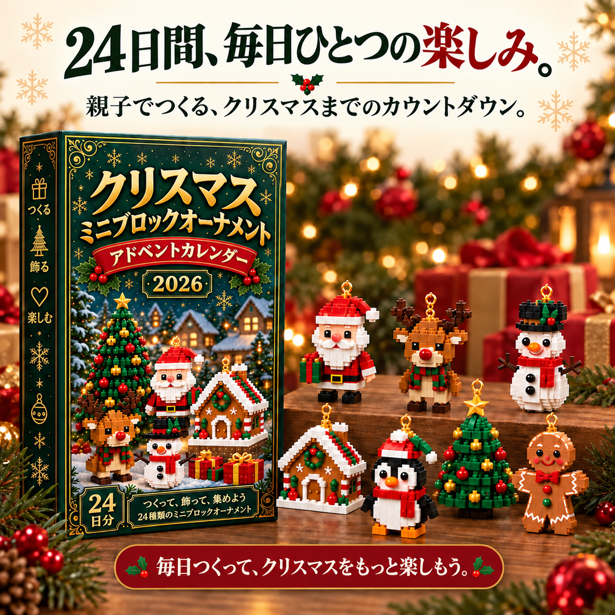 Bi𝐥𝐥𝐡𝐨𝐥® クリスマス ミニブロック アドベントカレンダー🔔｜毎日ひとつ、全24種類のオーナメントづくり