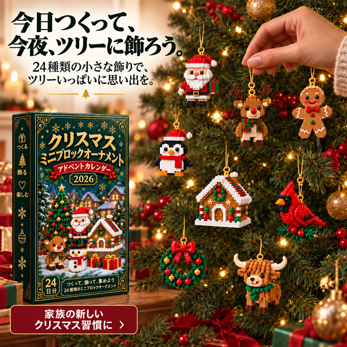 Bi𝐥𝐥𝐡𝐨𝐥® クリスマス ミニブロック アドベントカレンダー🔔｜毎日ひとつ、全24種類のオーナメントづくり