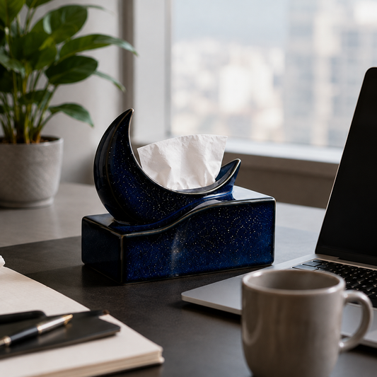 Starry‑Sky Moon Art Tissue Box