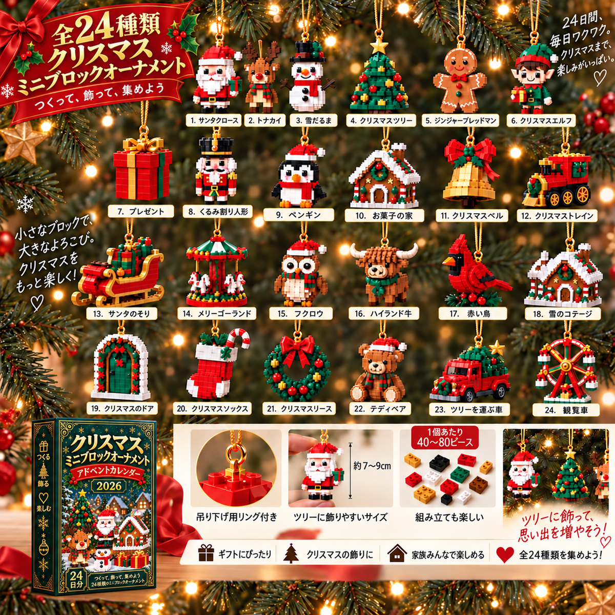 Bi𝐥𝐥𝐡𝐨𝐥® クリスマス ミニブロック アドベントカレンダー🎄｜毎日ひとつ、全24種類のオーナメントづくり